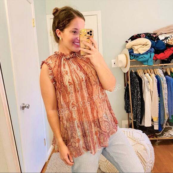 ZIMMERMANN Red Paisley Blouse 1 - Picture 1 of 16